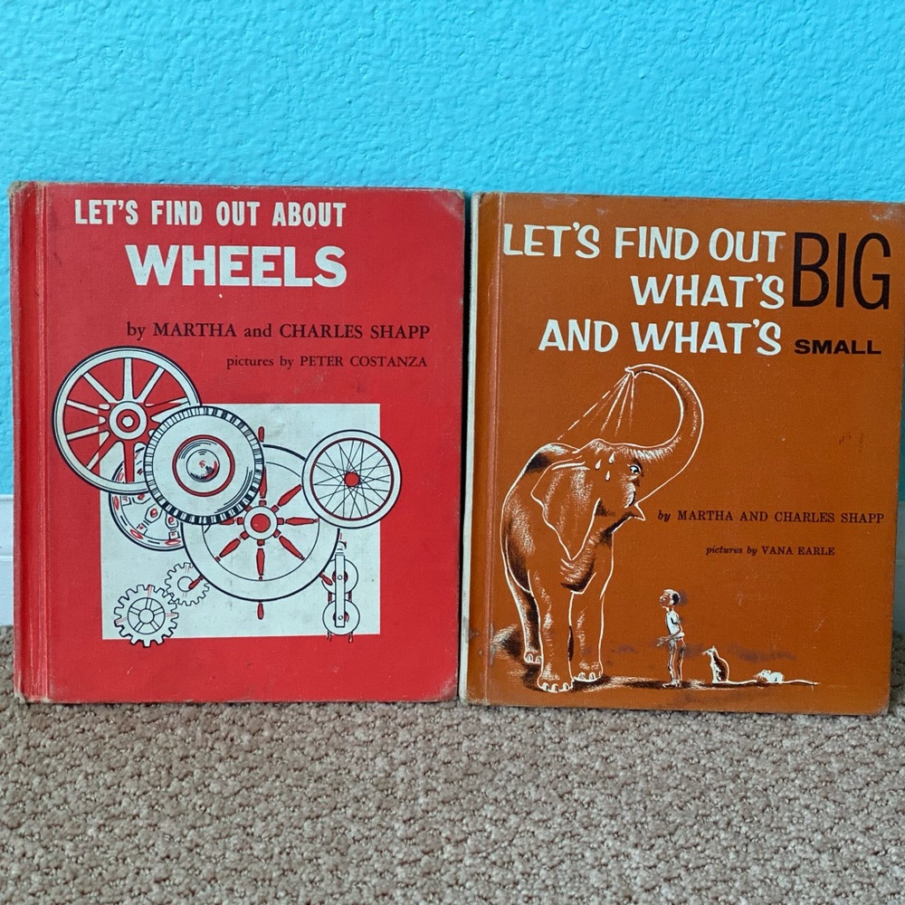 Vintage 60s childrens books / wheels / big and small / martha and charles shapp